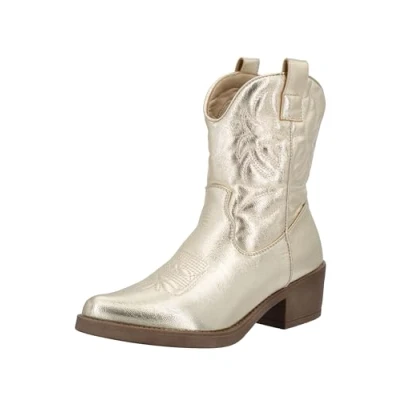 Image de Elara Bottes Femme Bottines de Cowboy Chunkyrayan DES952P Golden PU 39