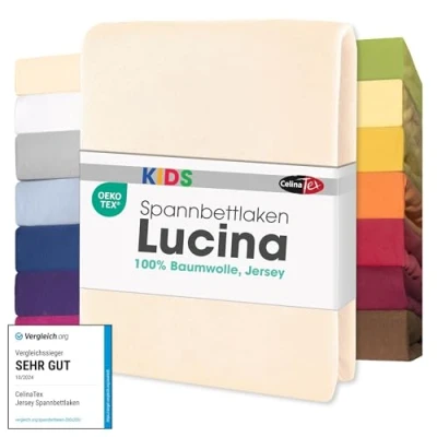 Image de CelinaTex Lucina bébé Enfants Drap Housse Berceau Lite Enfant Coton 2er Set 60x120 70x140 cm Naturel