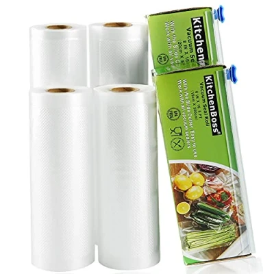 Image de KitchenBoss Sac Sous Vide Alimentaire, 4 Rouleau 15cmx500cm et 20cmx500cm, Rouleaux pour Aliments