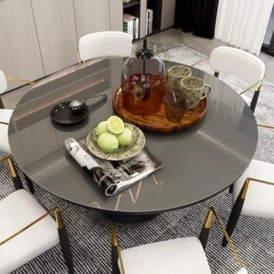 Image de Mayda Film de Protection Table Rond Transparent, 2 mm d&#039;épaisseur, en PVC Transparent avec Bords arrondis, Nappe sur Mesure ou Disponible différentes Tailles