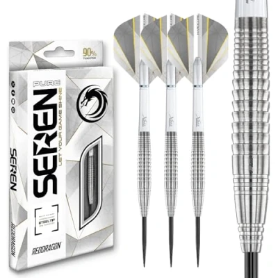 Image de RED DRAGON Jeu de fléchettes Seren Pure 4 23 g 90 % tungstène pointe en acier professionnel avec ailettes et tiges (tiges)