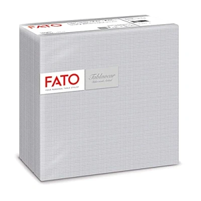 Image de Fato Serviettes en papier, airlaid, effet textile, paquet de 50 serviettes, format 40x40 pliées 4, Décor Shade Silver