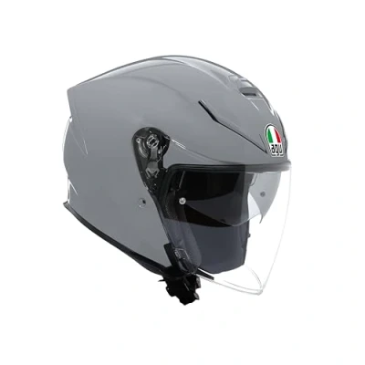 Image de AGV K5 Jet EVO E2206, Casque Moto Unisexe, Ouvert en Fibre de Carbone et Verre, avec Visière Anti Rayures UV, Nardo Grey, XL