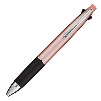 Image de Uni Jetstream MSXE5100038.68 Stylo à bille Multi Pen 4 et 1, 0,38 mm (noir, rouge, bleu, vert) porte mine de 0,5 mm, corps rose layette, or