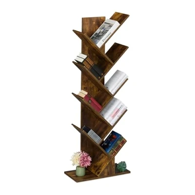 Image de Relaxdays Petite bibliothèque prenant la Forme d&#039;un Arbre, 9 Branches, H x L P : 128 51 25 cm, Marron