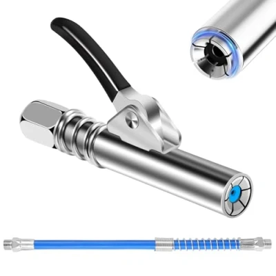 Image de CPYJW Embout Pompe A Graisse,Raccord De Pistolet à Graisse Coupleur G Coupler avec Tuyau 30 Cm pour Toutes Sortes Machines (poignée Unique Noire)