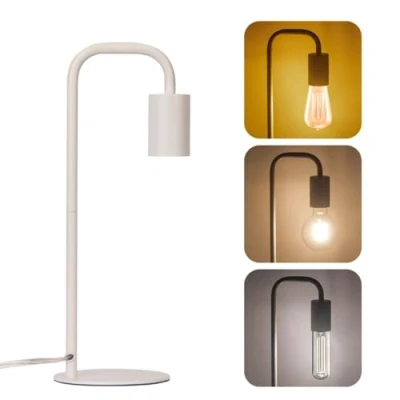 Image de JCPYIUL Lampe de Table à Poser en Métal, Petite Bureau with E27, Art Deco pour Salon, Chambre, Bureau(Blanc)
