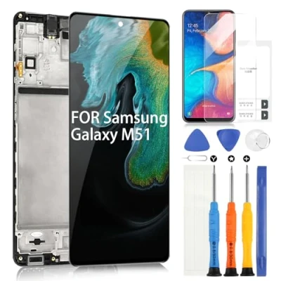 Image de OLED Écran pour Samsung Galaxy M51 LCD M515 M515F M515F/DS Display Touch Screen Assembly avec Réparation Kit(Noir cadre, 6,7&quot;)