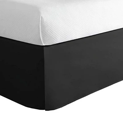 Image de Lux Jupe de lit sur Mesure en Microfibre avec Longueur Chute Classique 35,6 cm, Double, Noir
