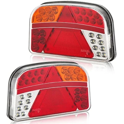 Image de DARKGUARD Feux Arrière Remorques Led, Marque E 12/24v 7Fonctions 2pcs Led Feu Remorque Caravane,Imperméable de Brouillard Éclairage Plaque Immatriculation Recul pour Tracteur Camion