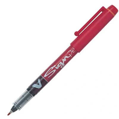 Image de Pilot Lot de 12 V Sign Pen Stylo feutre Pointe en nylon largeur trait 0,6 mm Encre liquide Rouge