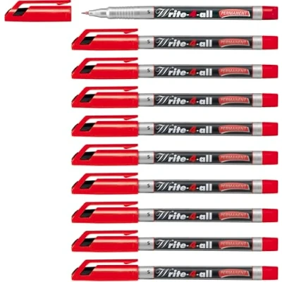 Image de Stabilo Write 4 all Lot de 10 marqueurs permanents à pointe ultra fine Rouge