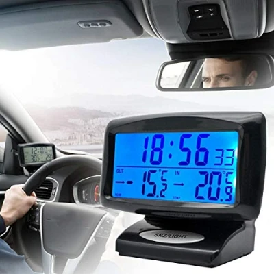 Image de SANWAN Horloge numérique LCD 2 en 1 Thermomètre intérieur extérieur avec fonction lumière noire