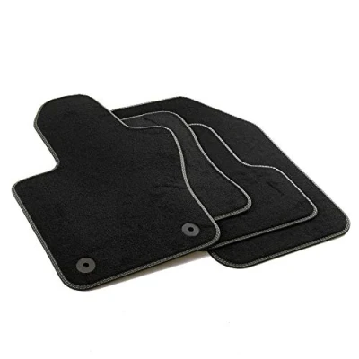 Image de MTM PRO 4901 Tapis pour Jeep Renegade 2014&gt;, sur Mesure en Velours, Bords Similicuir et Double Surpiqûre Chromée, black