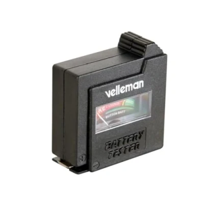 Image de Velleman Testeur de piles, analogique, pour piles standard (AAA, AA, C, D, E block 9 V) et boutons, compact, portable