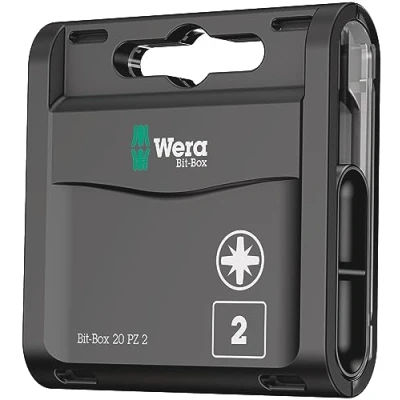 Image de Wera 05057760001 Bit Box 20 PZ 2, Embouts Pozidriv, 2 x 25 mm, Set de Pièces Noir