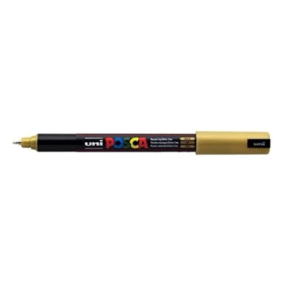Image de Uni Posca PC 1MR couleur or Marqueur peinture pointe ultra fine 0,7 mm calibre écrire sur n&#039;importe quelle surface en verre métal plastique tissu pierre bois (Lot de 1)