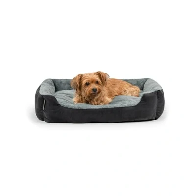 Image de lionto Lit pour Chien avec Coussin réversible et Base antidérapante, Douillet Animaux entrée Basse Chiens Chats de Tout âge, 75x60 cm, Noir/Gris