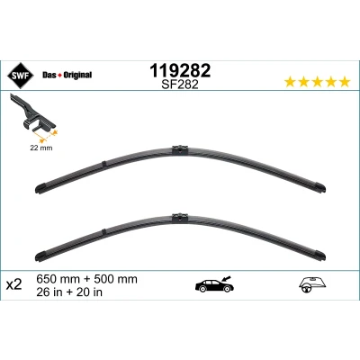 Image de Balai d&#039;essuie glace Swf Visioflex 119282 avant Sans Cadre BMW: X3, X4