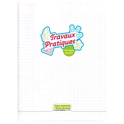 Image de Calligraphe 18289C Un Cahier de Travaux Pratiques Agrafé Incolore (une Marque Clairefontaine) 24x32 cm 192 Pages Grands Carreaux et Unies Papier Blanc 90 g Couverture Polypro Transparent