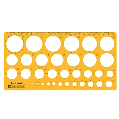 Image de Liquidraw Pochoir circulaire ellipse ovale triangulaire carré hexagonal géométrie pour règles de dessin, pochoirs techniques, d&#039;ingénierie, architecture (35 cercles)
