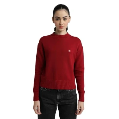 Image de Calvin Klein Jeans Badge Pullover, Femme, Taille: Large, Red currant