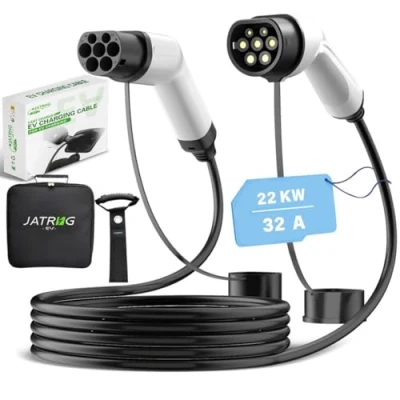 Image de JATRHG Câble de Recharge EV 22KW 32Amp /Trois Phases/ 10 mètres/Véhicule électrique et Hybride Rechargeable Type 2 à