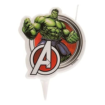 Image de Dekora Bougies d&#039;Anniversaire Originales, Bougie en 2D de Hulk pour Gâteaux d&#039;Enants 7,5 cm 346221 Médian Multicolore
