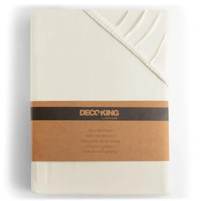 Image de DecoKing Drap Housse en 100% Coton Peigné Jersey, Amber Collection, 100x200 120x200 cm, Ecru