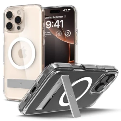 Image de Spigen Coque pour iPhone 16 Pro, Ultra Hybrid S MagFit, [Fixation Flexible] 6,3 Pouces Transparent