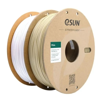 Image de eSUN PLA+ Filament 1.75mm, Renforcé Ténacité Imprimante 3D PLA Plus, Précision Dimensionnelle +/ 0.03mm, 1KG par Bobine, 2 Bobines pour 3D, Blanc d&#039;Os et Froid