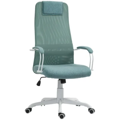 Image de Chaise bureau ergonomique HOMCOM fonction à bascule hauteur d&#039;assise réglable tissu effet lin respirant charge 120 kg