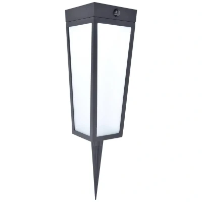 Image de Lutec Dias lampe de sol sur piquet avec capteur solaire et mouvement 12,2 x 48,4 cm 8,4W LED dimmable + RGB via app IP44 noir verre dépoli