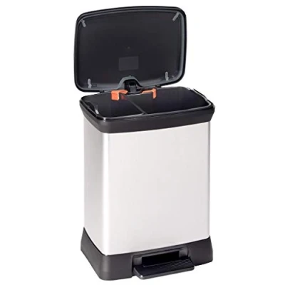 Image de CURVER POUBELLE DECO RECTANGULAR DUO 10+18L , 39x29x50,5 cm, 80% matière recyclée