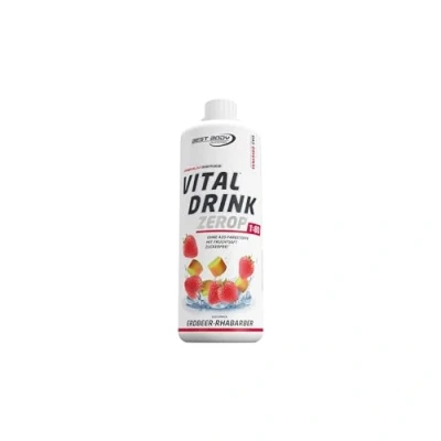 Image de Best Body Nutrition Vital Drink ZEROP® Fraise rhubarbe, Boisson concentrée sirop sans sucre, 1:80 donne 80 litres de boisson, 1000 ml