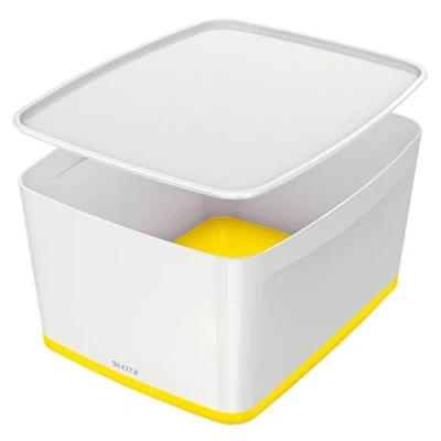 Image de Leitz Boîte de Rangement 18 Litres avec Couvercle, Waterproof, Blanc/Jaune