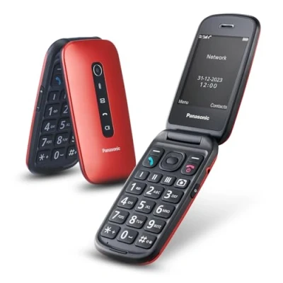 Image de Panasonic KX TU550EXR Téléphone Portable à Clapet, 4G, Appareil Photo 1,2MP, avec Grand Écran 2,8&quot;, 300 Heures d&#039;Autonomie en Veille, Rouge