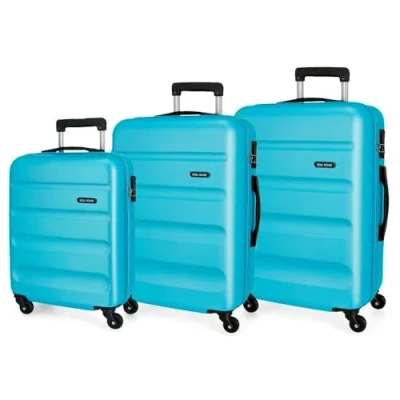 Image de Roll Road Flex Set de Bagages Bleu 55/65/75 cms Rigide ABS Serrure à combinaison 182L 4 roues Bagage main