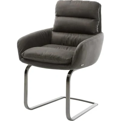 Image de cantilever Abelia Flex avec accoudoirs microvelours anthracite vintage pied plat grafiete