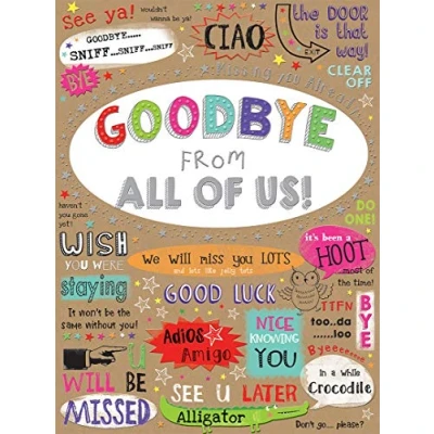 Image de Piccadilly Greetings Group Ltd Sloane Graphics Goodbye From All Of Us Carte d&#039;adieu Marron 298 x 222 mm