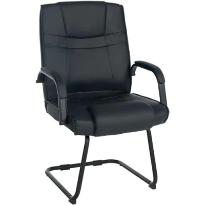 Image de CLP Chaise Cantilever Attila XXL avec Accoudoirs Fauteuil Oscillant de Bureau en Similicuir Salle à Manger Rembourrée Charge Max 1, Couleur:Noir/Noir