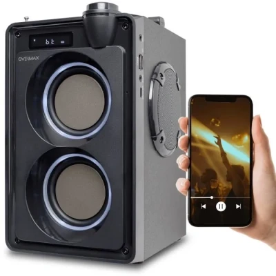 Image de OVERMAX Soundbeat 5.0 Enceinte Bluetooth USB SD AUX Radio 20W Fonction karaoké Lecture de fichiers audio FM Mini Jack Lecteur carte mémoire 35mm Batterie 3600mAh 8 heures travail