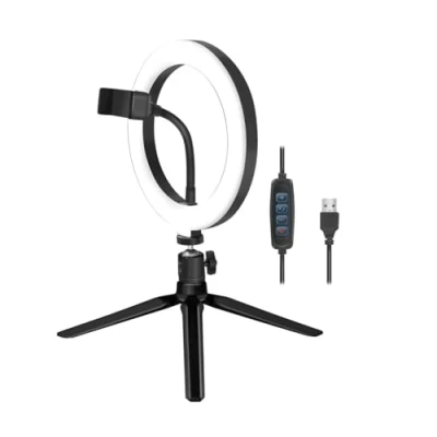 Image de LogiLink Anneau Lumineux pour Smartphone (diamètre 20 cm) avec trépied et contrôleur Smartphones de 4 à 7&quot;