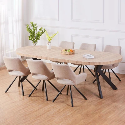Image de Table ronde extensible Myriade Noir et Chêne Clair Menzzo
