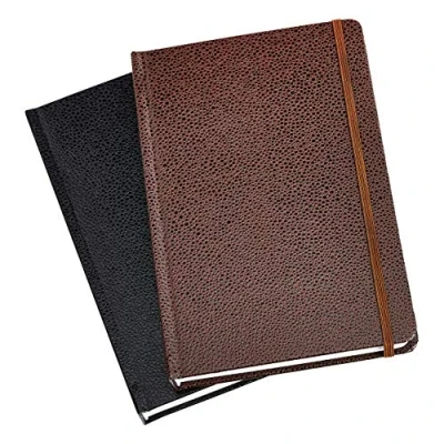 Image de Amazon Basic Notebook Shagreen Journal Lot de 2 Noir Marron
