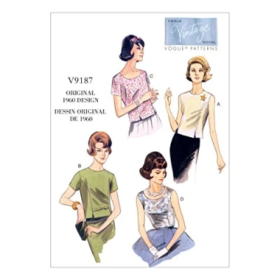 Image de Vogue Patterns 9187 A5, haut pour femme, tailles 34 42, (34 38 40)
