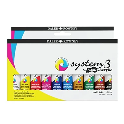 Image de DALER ROWNEY System 3 Fluid Acrylic Set 10 flacons x 29,5 ml