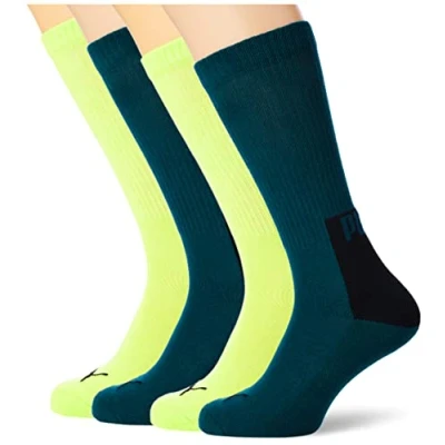 Image de PUMA Men Sock Chaussettes Homme Logo Block Crew 4P, Varsity Green/Lime Combo, 39/42