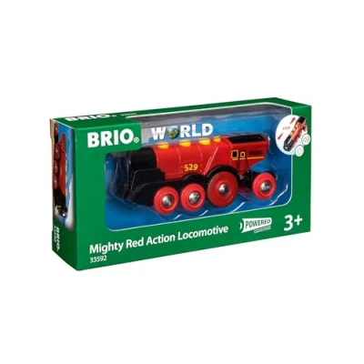 Image de BRIO World 33592 Locomotive rouge puissante à piles train électrique son et lumière Pour circuit de en bois Jouet mixte partir 3 ans