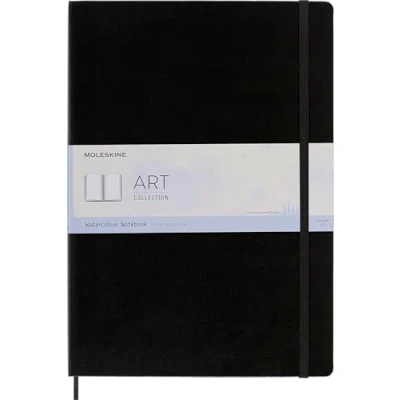 Image de Moleskine 29.7 x 42 cm A3 Size Watercolour Notebook Classic Notebook, Paper Suitable for Pencils and Paints Hard Cover Elastic Closure, Colour Black, 60 Pages